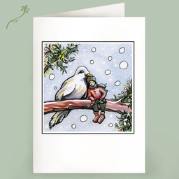 bird in hand fairy note card christmas