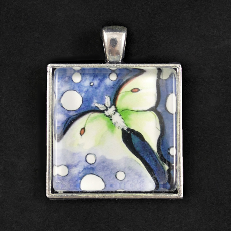 Luna Moth pendant with glass