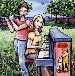 C and G watercolor with piano and flute