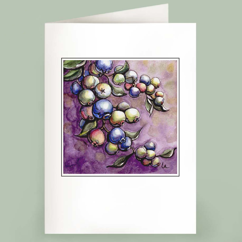 Blueberries watercolor note card