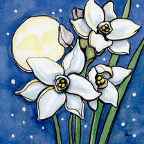 Paperwhite Moon - Flowers and Night - Leslie Allyn