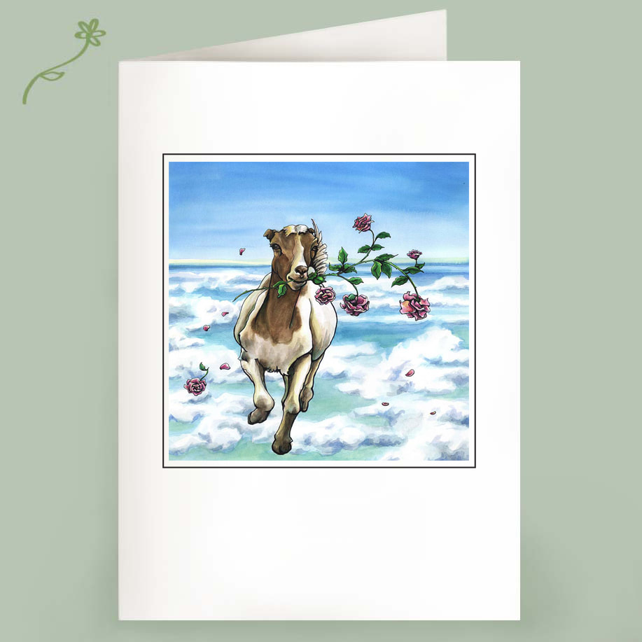 On the Loose - Running Goat with Roses - Note Cards