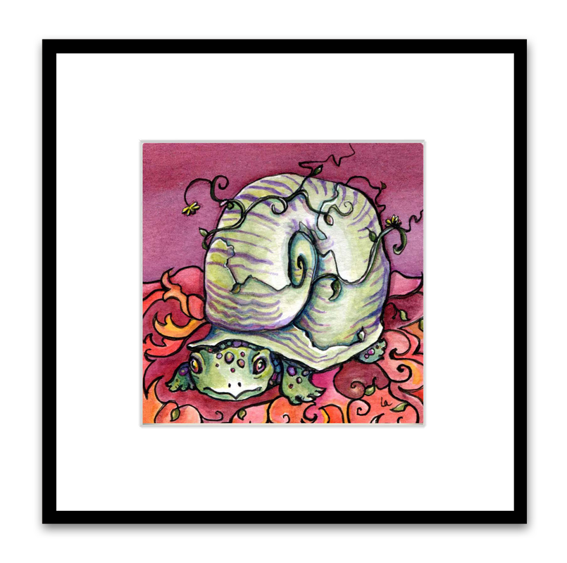 turtle snail in red green and purple