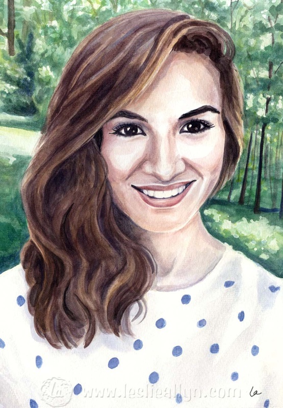 Watercolor portrait Polka Dots