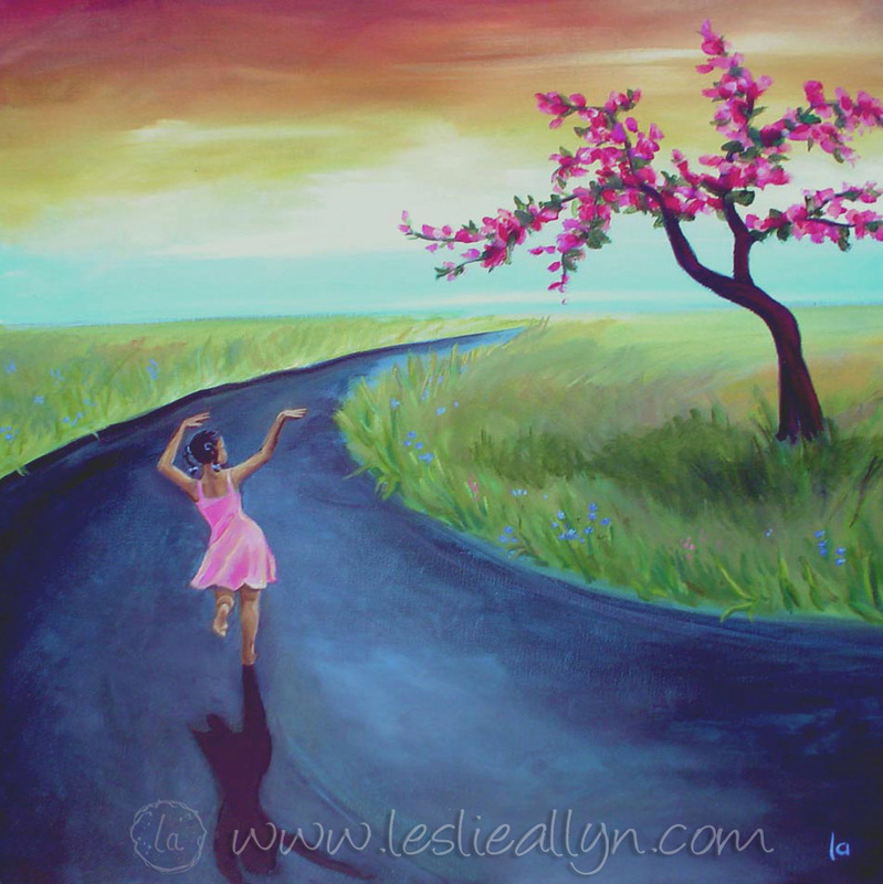 Dressed in pink girl tree sunset