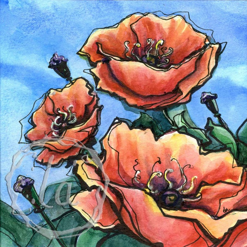 Poppy breeze watercolor