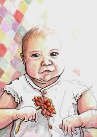 Flower - Sylvia baby portrait in watercolor