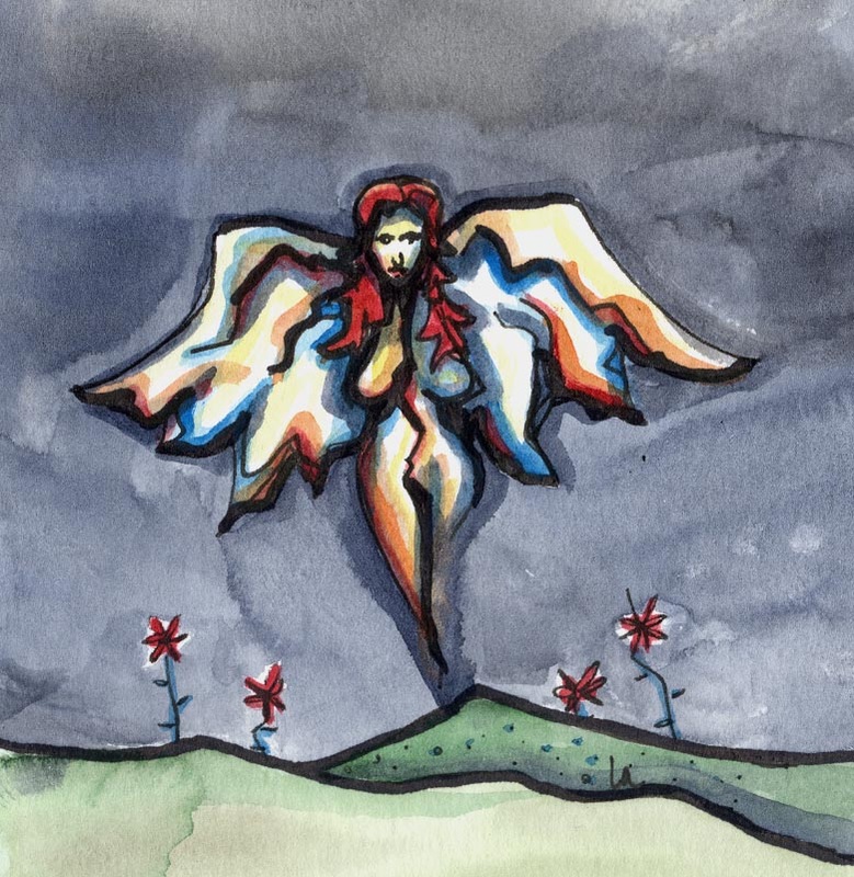 stormy angel woman with wings