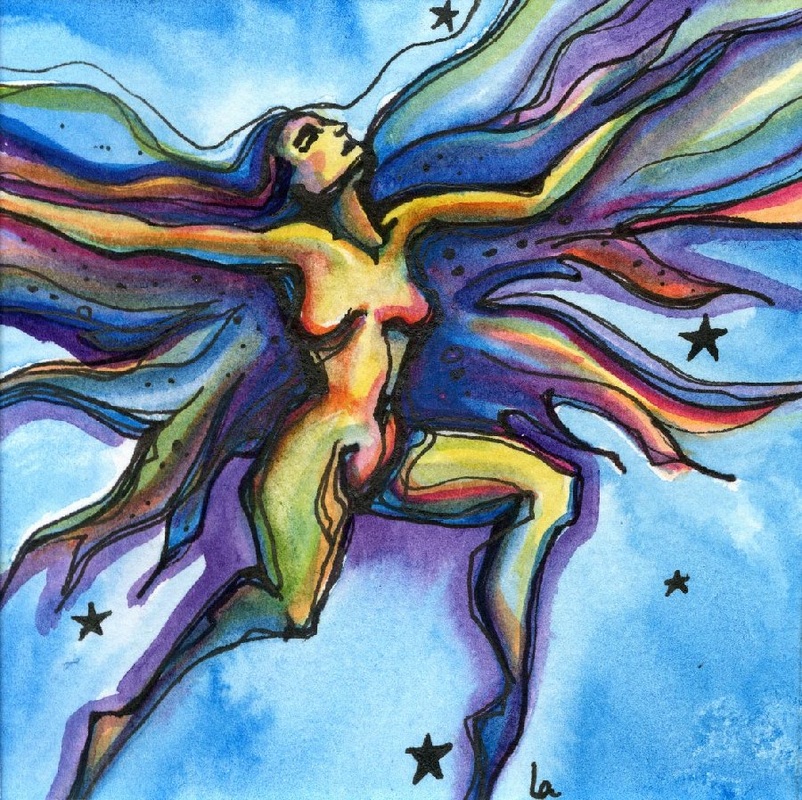 bursting woman joyful dance fly