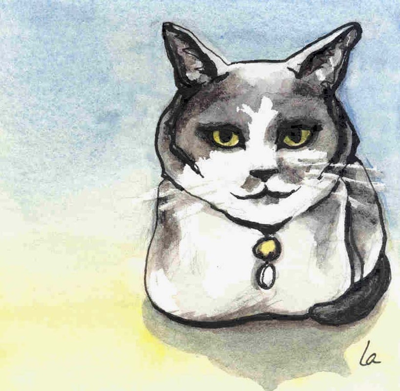 Yemaya the cat in watercolor