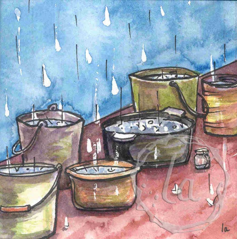 buckets of rain water