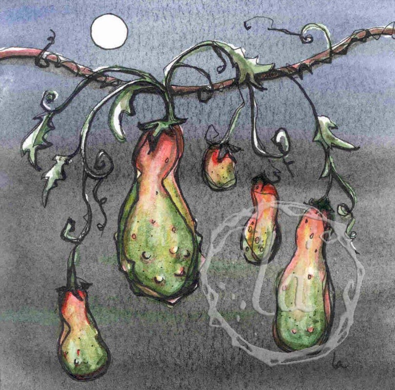 gourds at night with moon