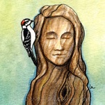 Woodpecker wooden woman