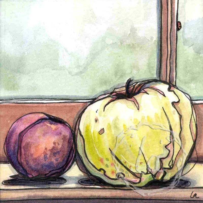 window sill romance apple plum