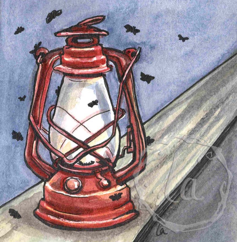 midnight oil lantern and moths