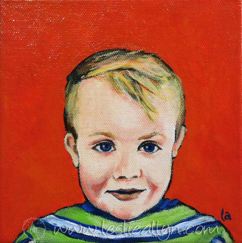 Brody Boy Child portrait in red orange and blue