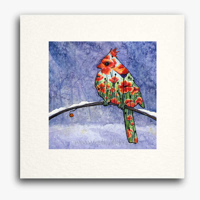 Red cardinal bird in snow