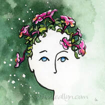 Petunia Head Painting by Leslie Allyn