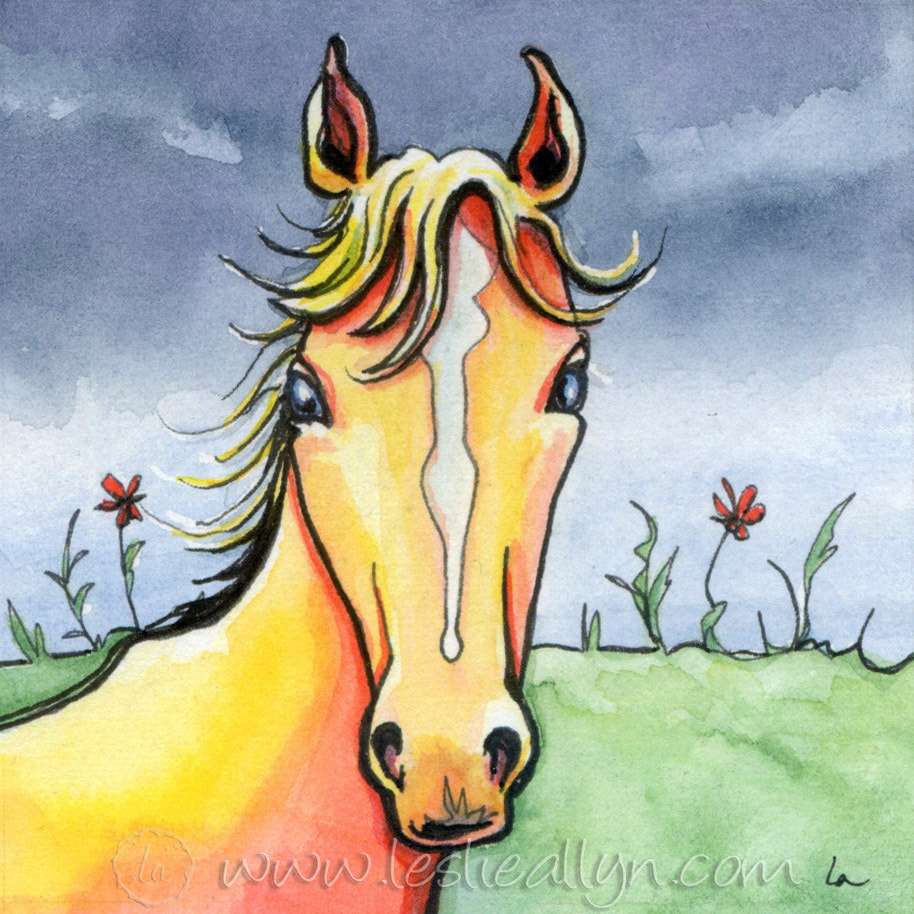 Golden Horse painting - Leslie Allyn