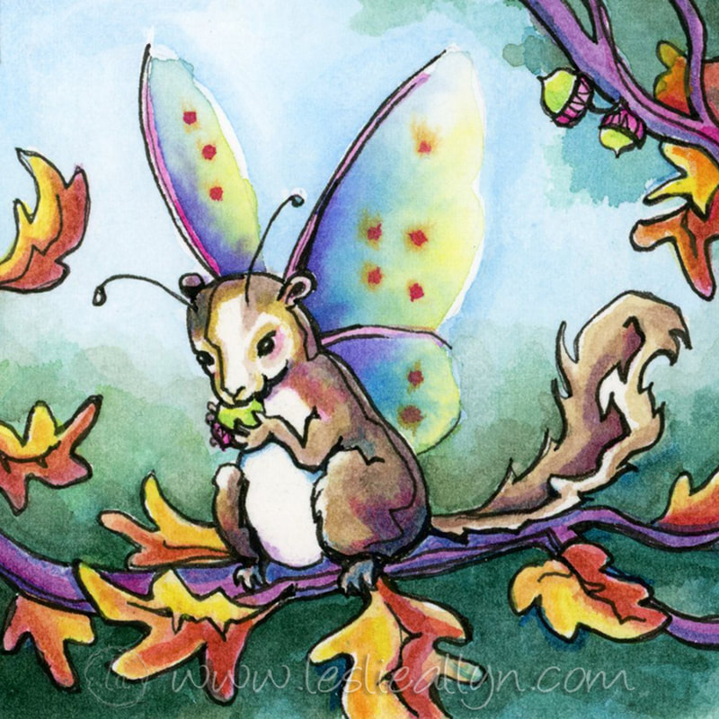 Nymph squirrel watercolor