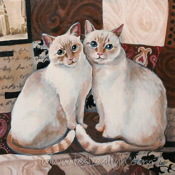Portrait of two cats by Leslie Allyn