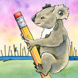 Koala watercolor and pencil