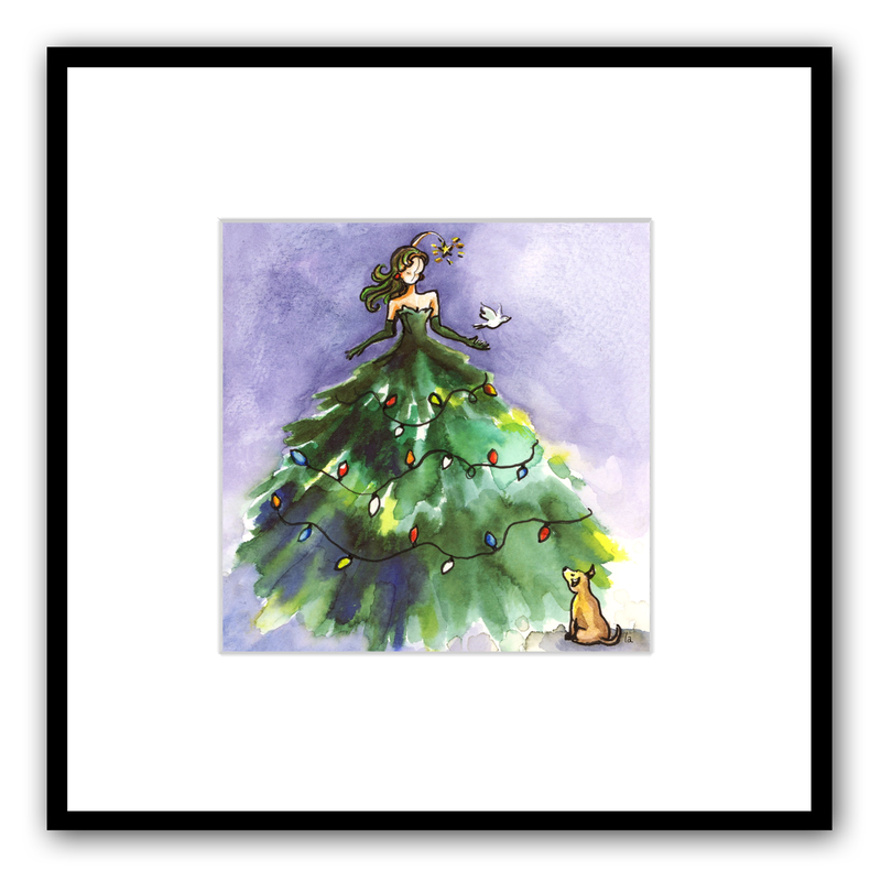 Christmas tree dress peace dove and puppy with Goddess