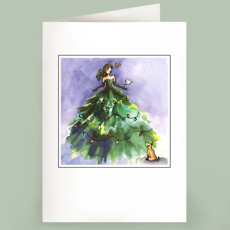 Christmas Tree dog peace dove card